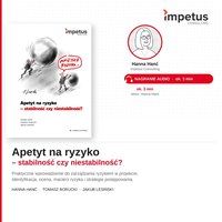 Apetyt na ryzyko - stabilność czy niestabilność - Hanna Hanć - audiobook