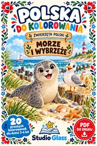 Polska do kolorowania. Zwierzęta Polski. Morze i wybrzeże – 20 kolorowanek - Pola Krajewska - ebook