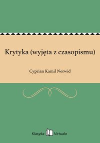 Krytyka (wyjęta z czasopismu) - Cyprian Kamil Norwid - ebook