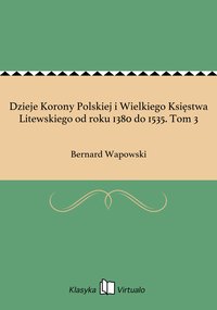 Dzieje Korony Polskiej i Wielkiego Księstwa Litewskiego od roku 1380 do 1535. Tom 3 - Bernard Wapowski - ebook