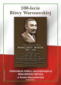 100-lat Bitwy Warszawskiej. Odsłonięcie tablicy Wincentego Witosa w Rawie Mazowieckiej