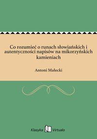 Co rozumieć o runach słowiańskich i autentyczności napisów na mikorzyńskich kamieniach - Antoni Małecki - ebook