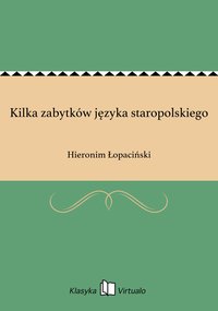 Kilka zabytków języka staropolskiego - Hieronim Łopaciński - ebook